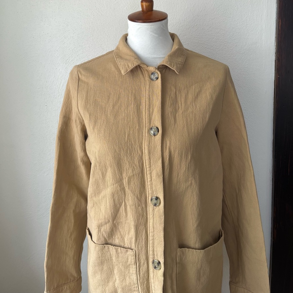 ZARA Made in Morocco honey beige chore coat with pockets